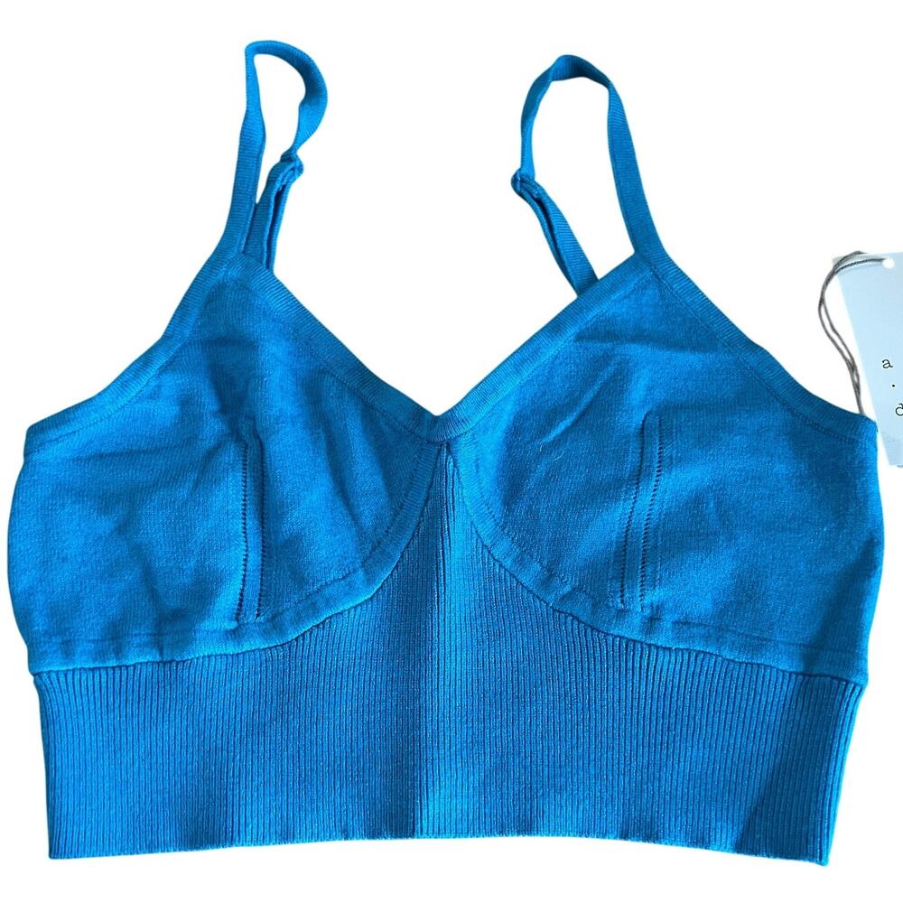 A New Day Women's Blue V-Neck Bralette Sweater Tank Top - Size Small - NWT